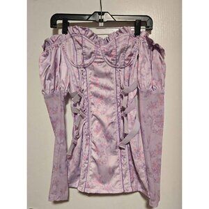 Sugar Thrillz Scandal Sheet purple off-shoulder corset mini dress XXS